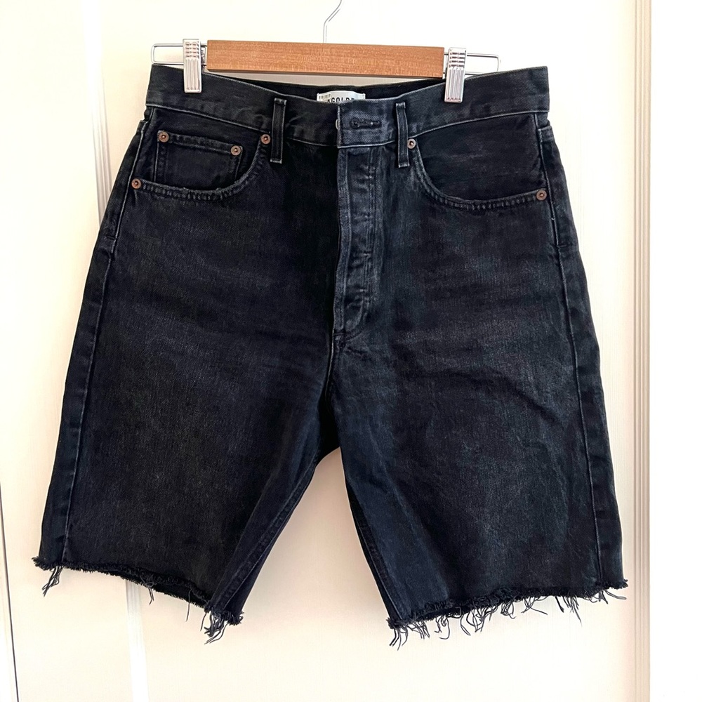 Agolde Premium Denim High-Waisted Jean Shorts in Washed Black